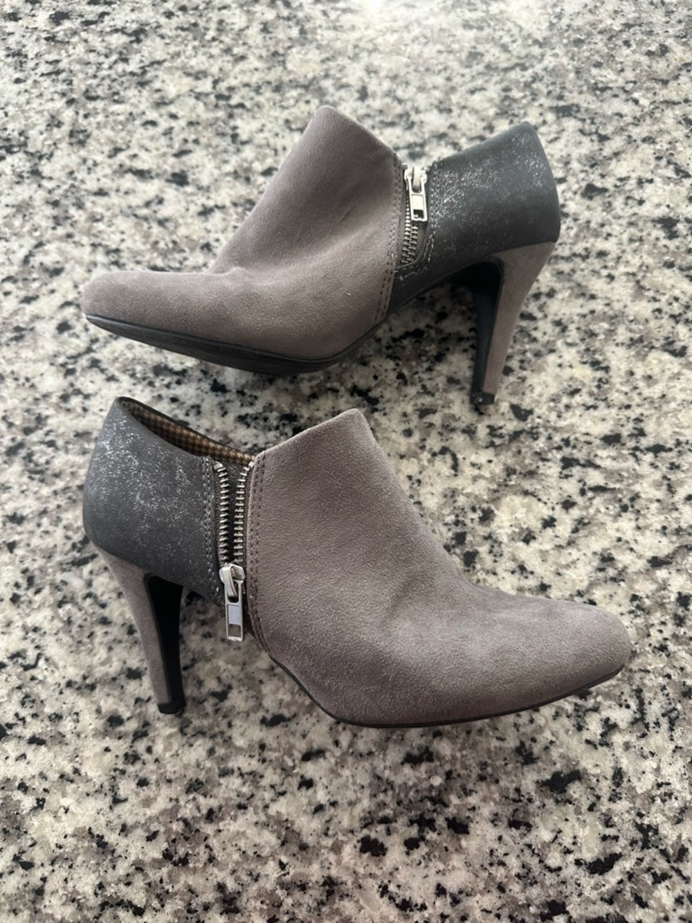 dexflex comfort Gray Suede Ankle Booties with Side Zip